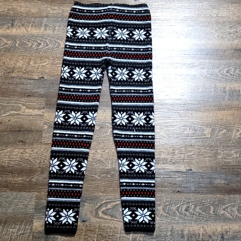Woman's size XL Christmas leggings 95% acrylic 5% elastic used good cond made UK
